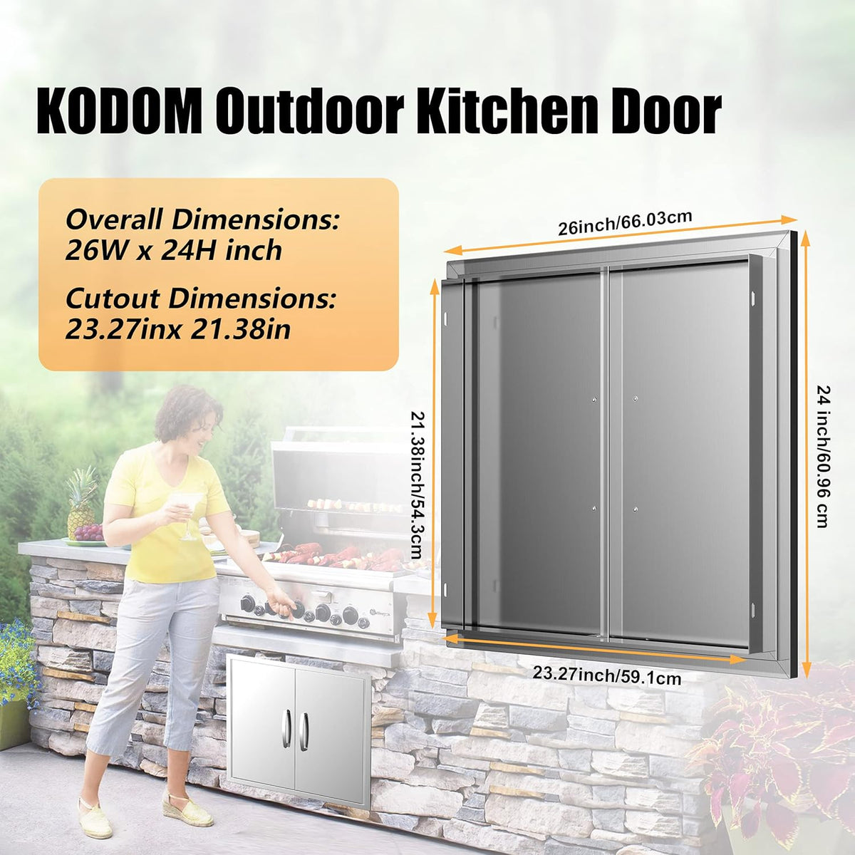 Double Stainless Steel BBQ Access Door V518