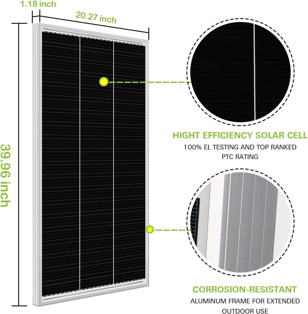 12 Volt 200 Watt Monocrystalline Solar Panel Starter Kit Y749777