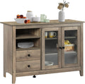 Gray Wood Buffet Sideboard with Glass Doors Z739678