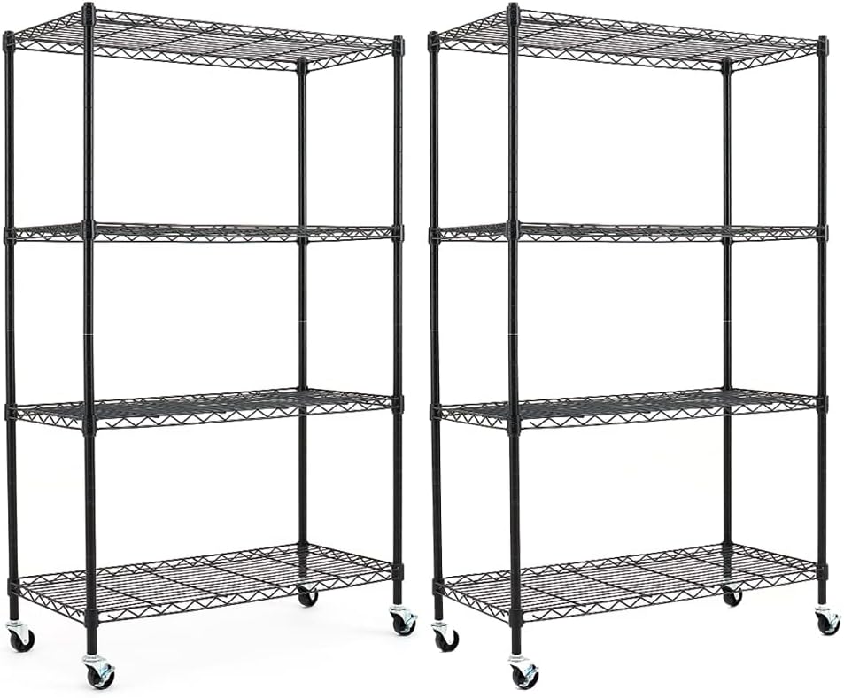 Black 4-Shelf Adjustable Carbon Steel Wire Shelving Unit G537