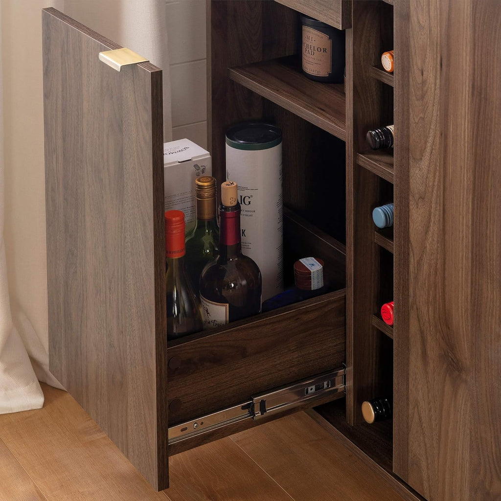 Natural Walnut Buffet with Faux Carrara Marble H85770