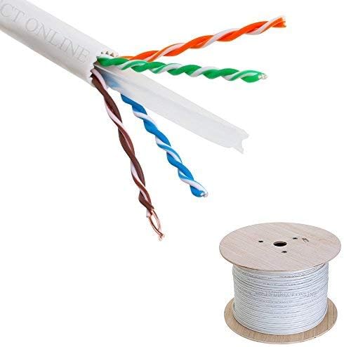 Cat6A 1000 Foot Solid Bare Copper 23AWG 4 Pair UTP Ethernet Cable White Z869