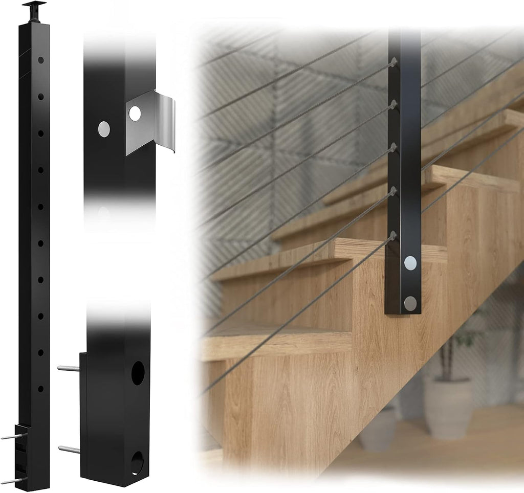 Black Stainless Steel Cable Railing Post S38317