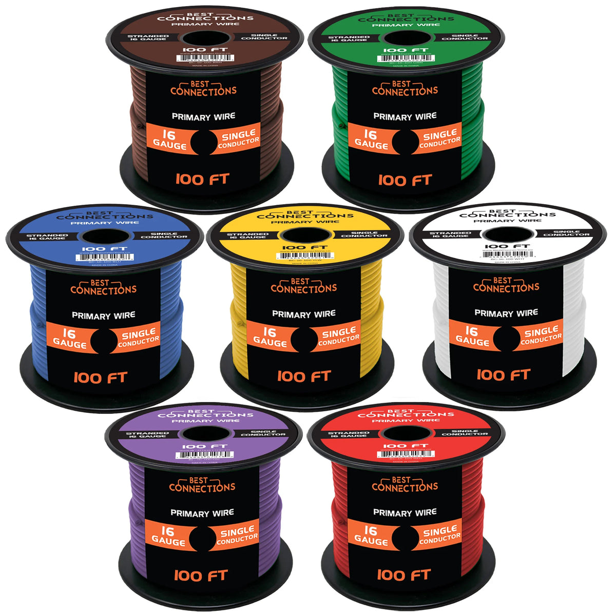 16 Gauge Automotive Primary Wire 100 Feet 7 Rolls R7034
