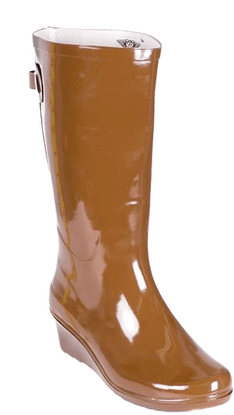 Tall Wedge Printed Plaid Rain Boot I249