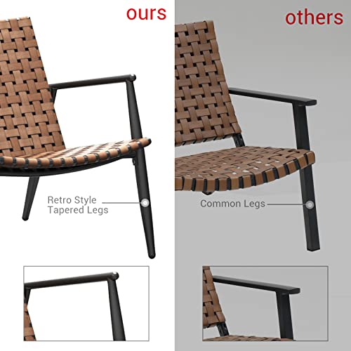Brown 3 Pieces Wicker Patio Chairs Set with Side Table M884650