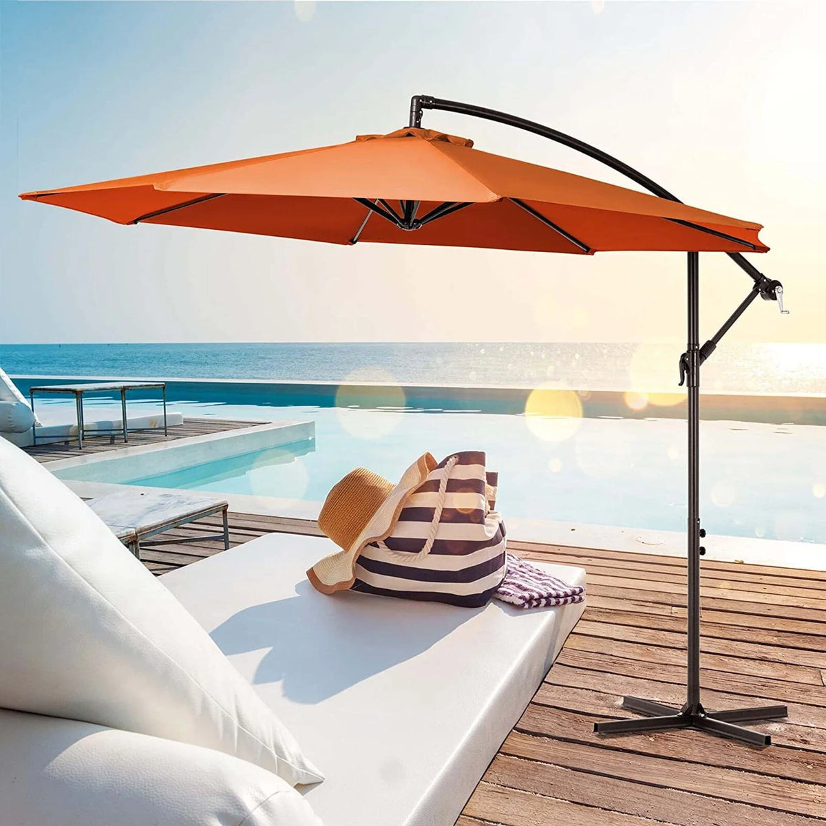 10ft Offset Hanging Cantilever Patio Umbrella Navy Blue A102