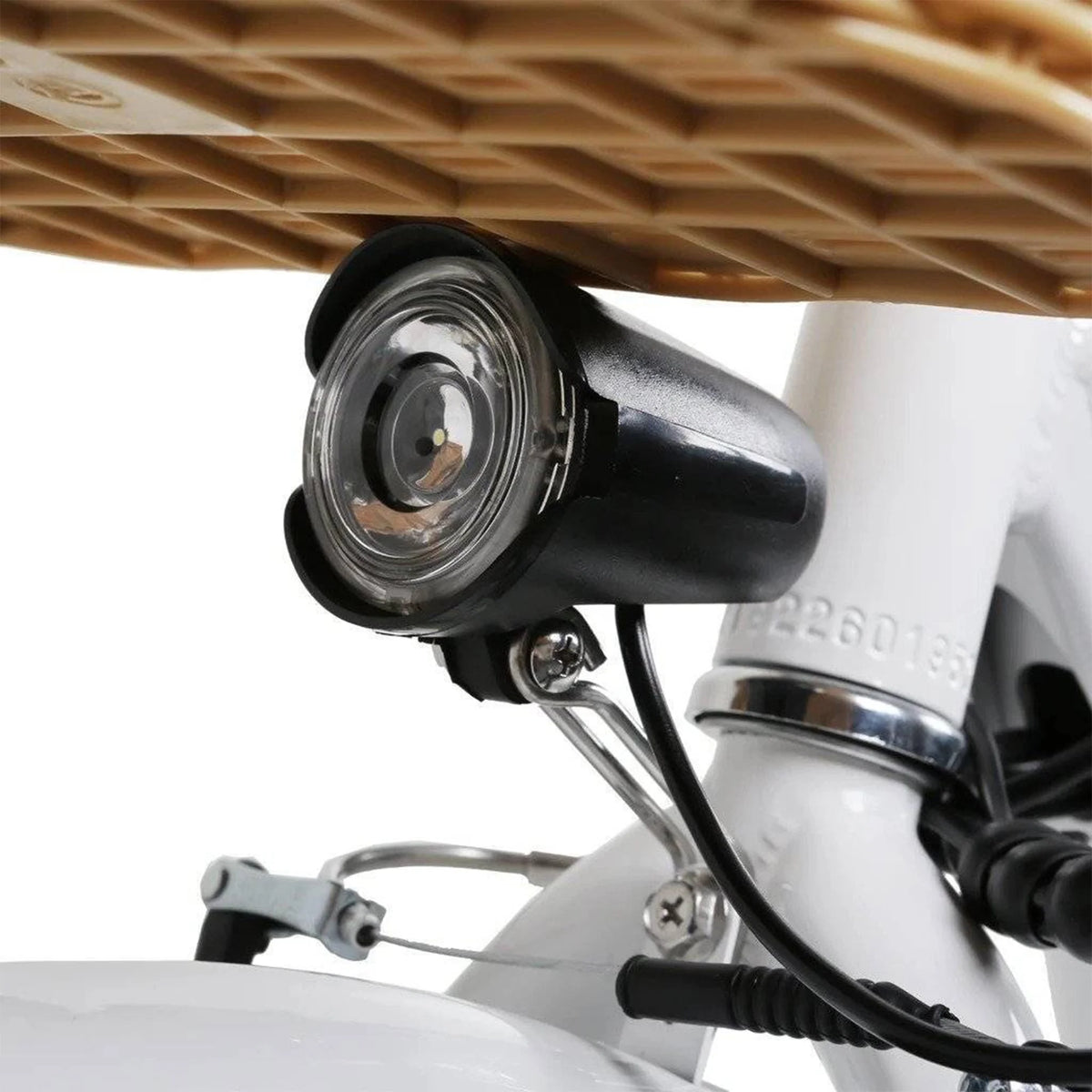 White 22in Electric Bike with Basket & LCD Screen T282195