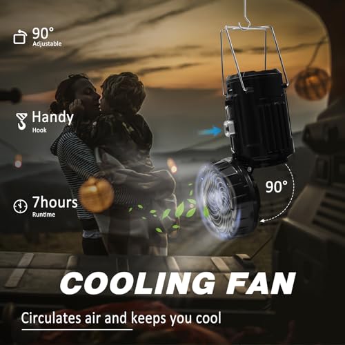 2-Pack Collapsible Solar Camping Fan with Lantern D5635