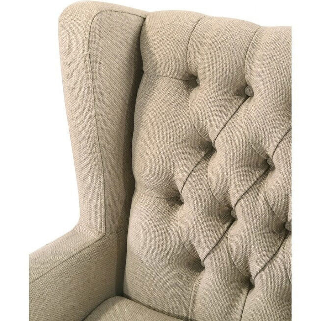 Linen Button Tufted Wingback Chair Blue C350329