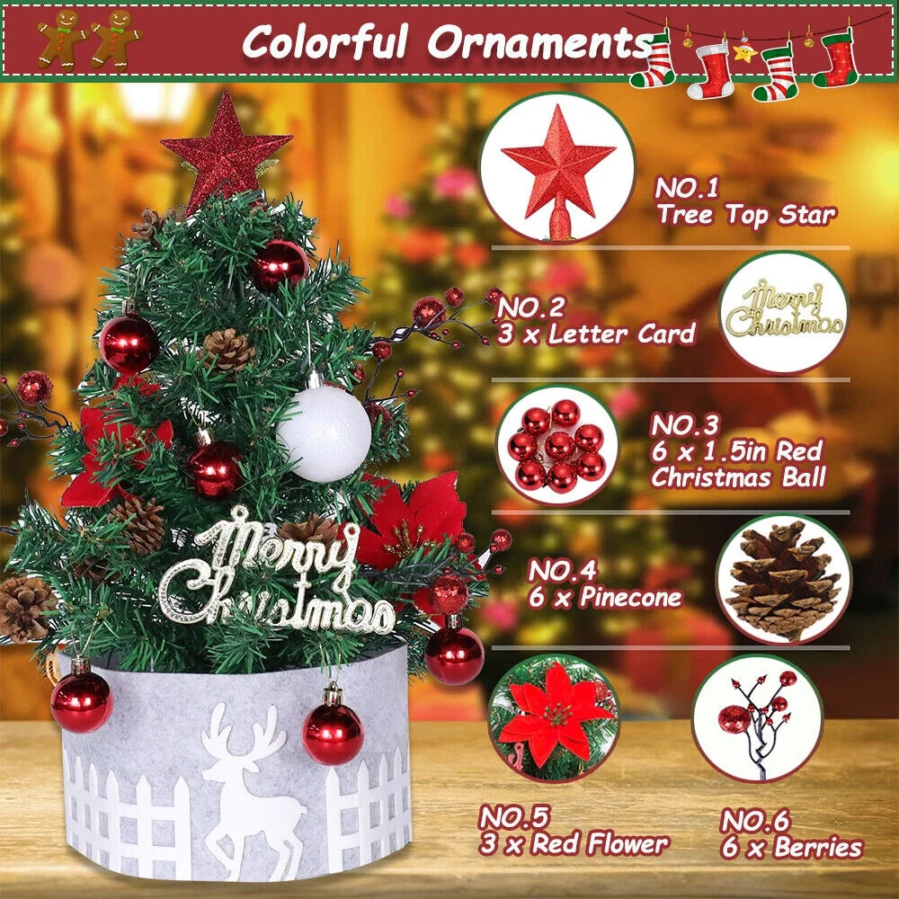 2ft Artificial Mini Christmas Pine Tree with Lights D256