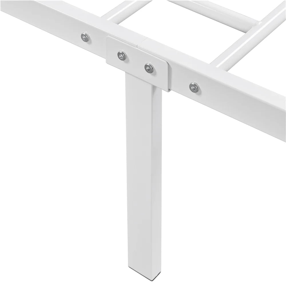 White Queen Metal Platform Bed with Arched Headboard J222384