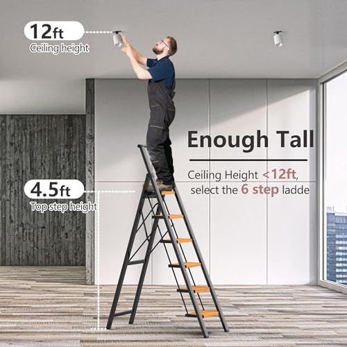 2 Step Ladder Portable Folding Step Stool with Anti-Slip Pedal, White, 300lbs U186