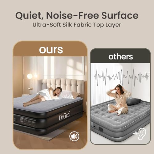 Queen Air Mattress with Built-in Pump, 18" Raised Inflatable Bed, Black P59178