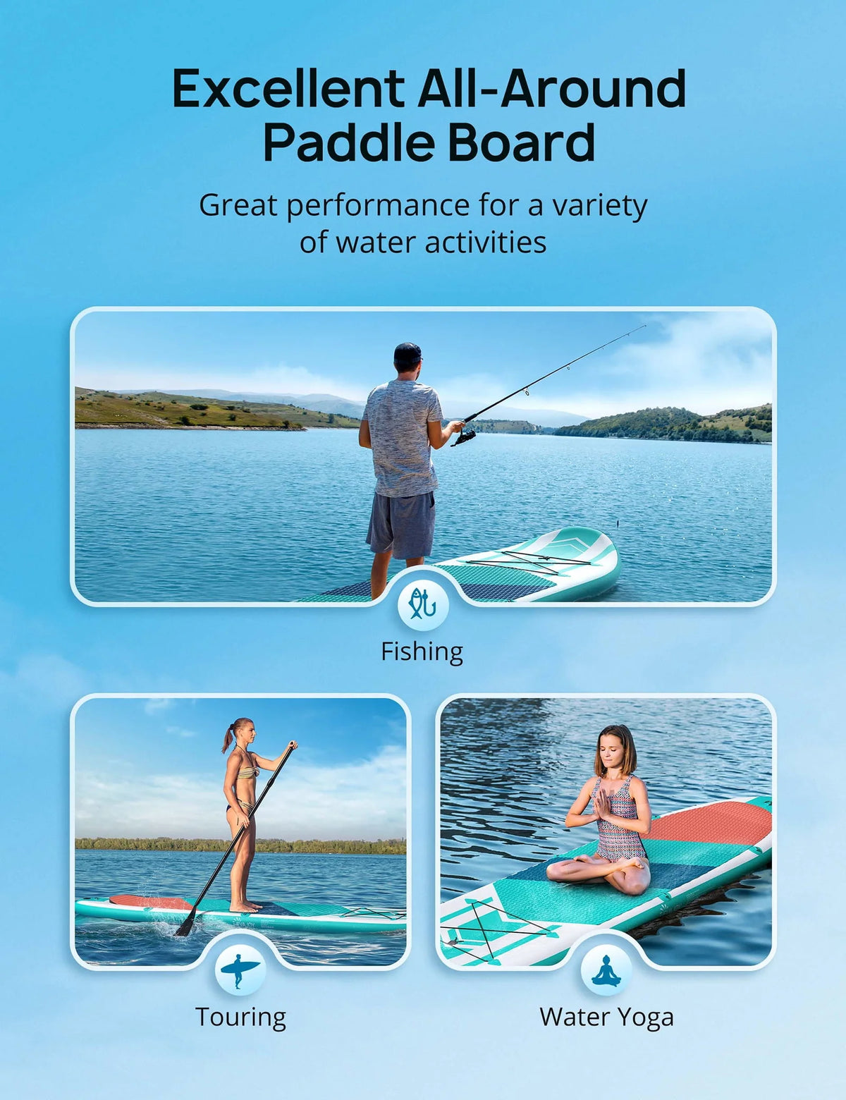 10.8 ft Inflatable Stand Up Paddle Board with Pump J733