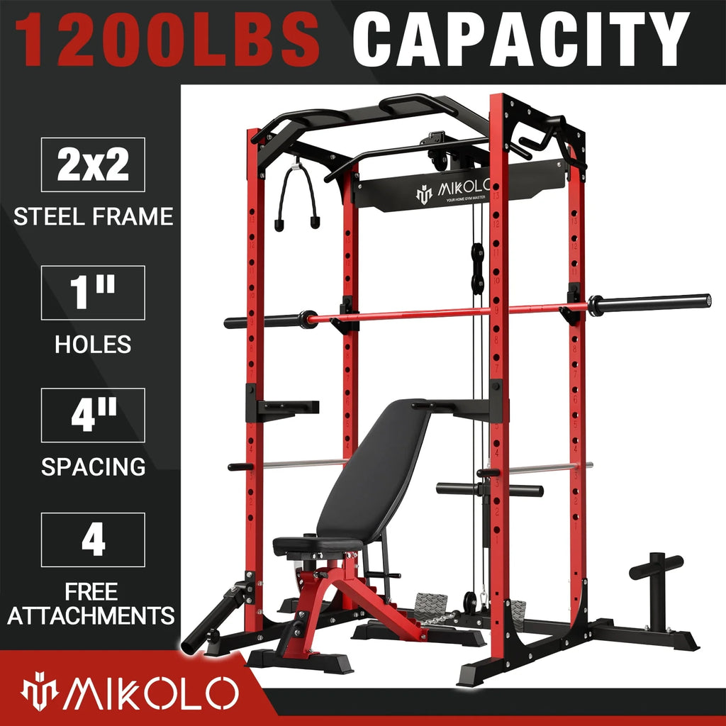 1200LBS Capacity Power Rack with LAT Pulldown System N75431