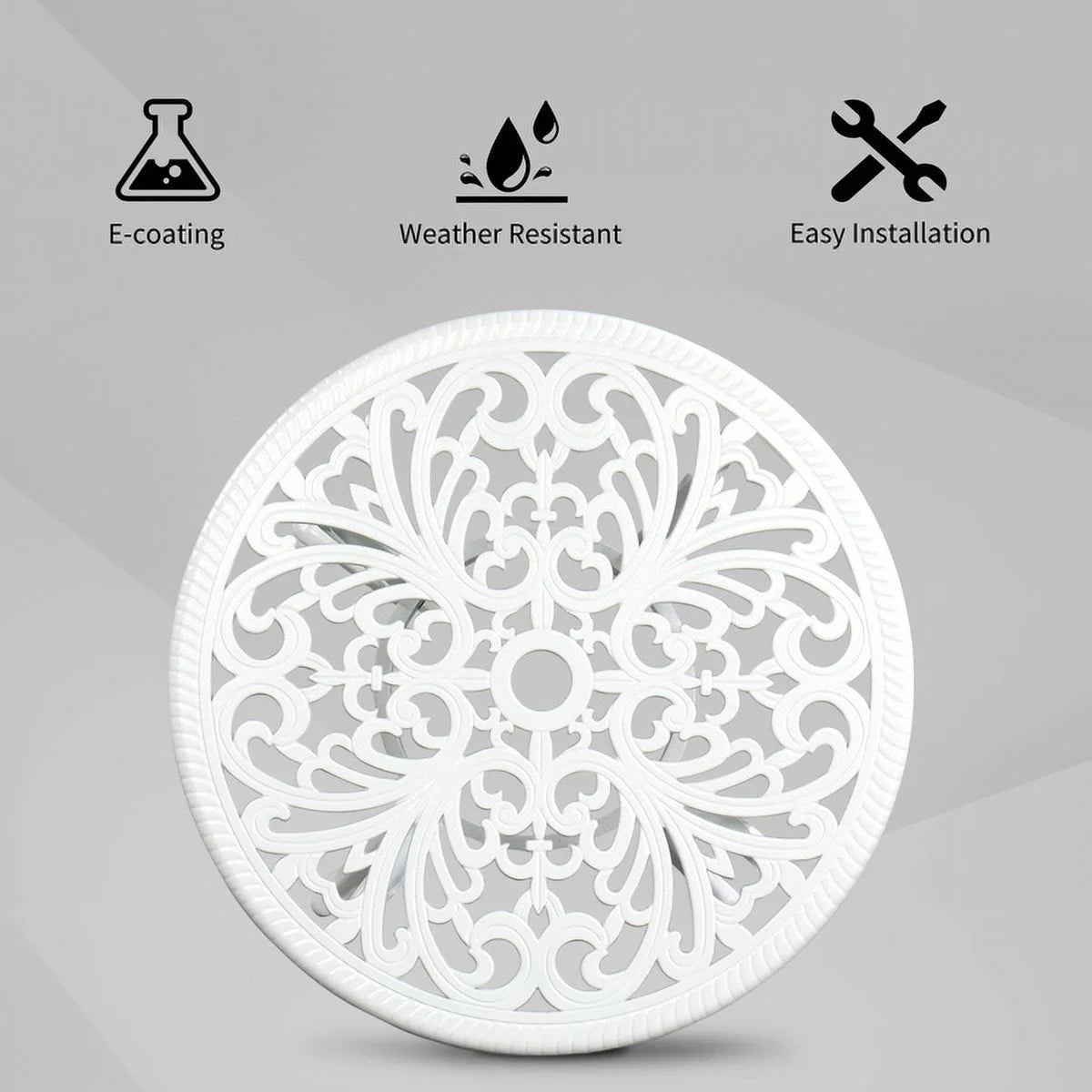 White Cast Aluminum Round Outdoor Table O717612