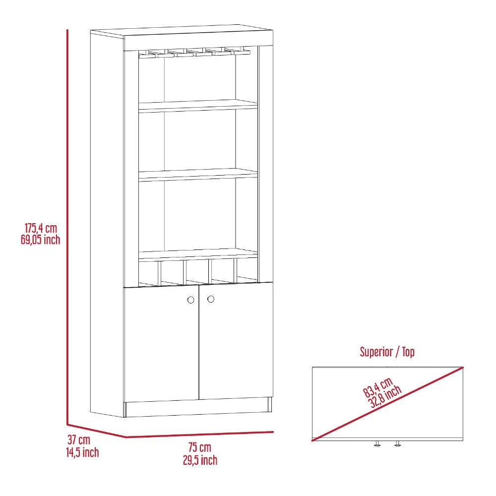 Bar Cabinet with Five Wine Cubbies B7828