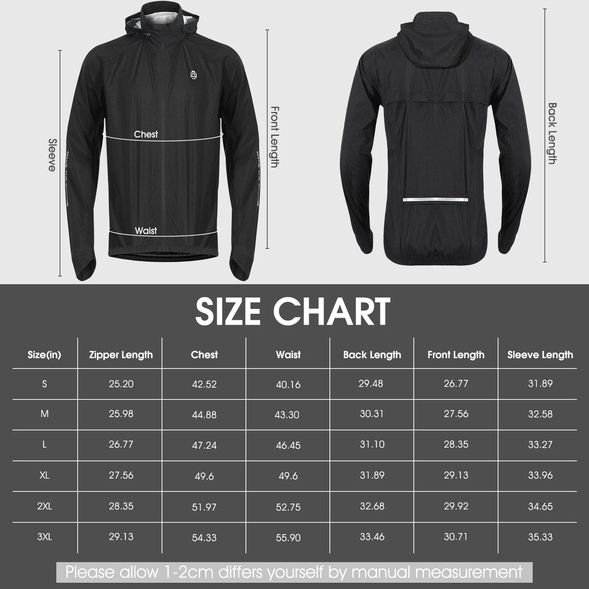 Black Windproof Cycling Jacket S24383