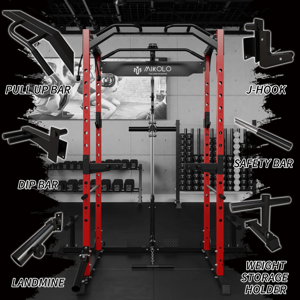 1200LBS Capacity Power Rack with LAT Pulldown System N75431