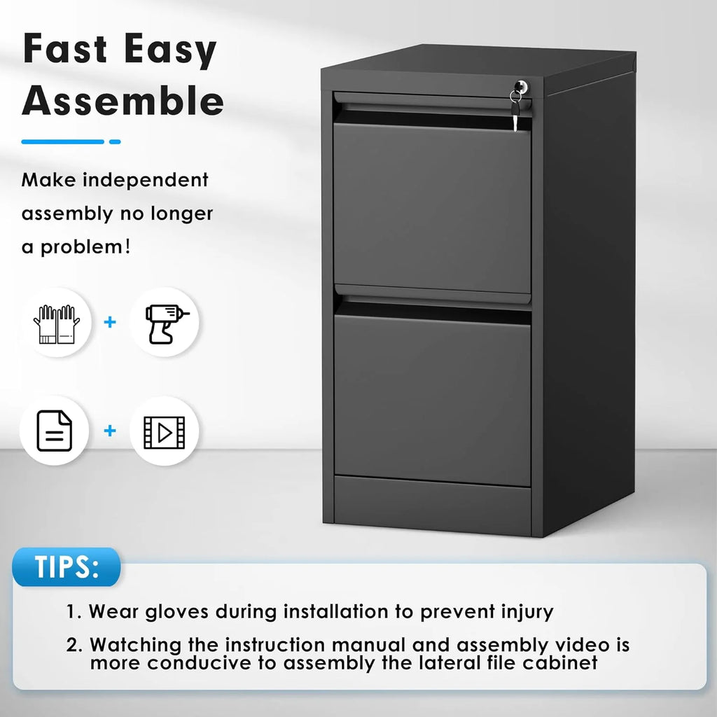 2 Drawer Metal Vertical File Cabinet with Lock F23174