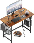 40 inch Computer Desk with Outlet USB Charging Port Brown Q600225