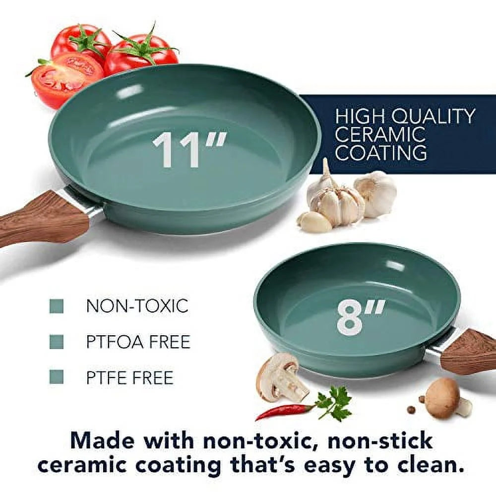 8 inch & 11 inch Aluminum Frypan with Wood Handle Y3388