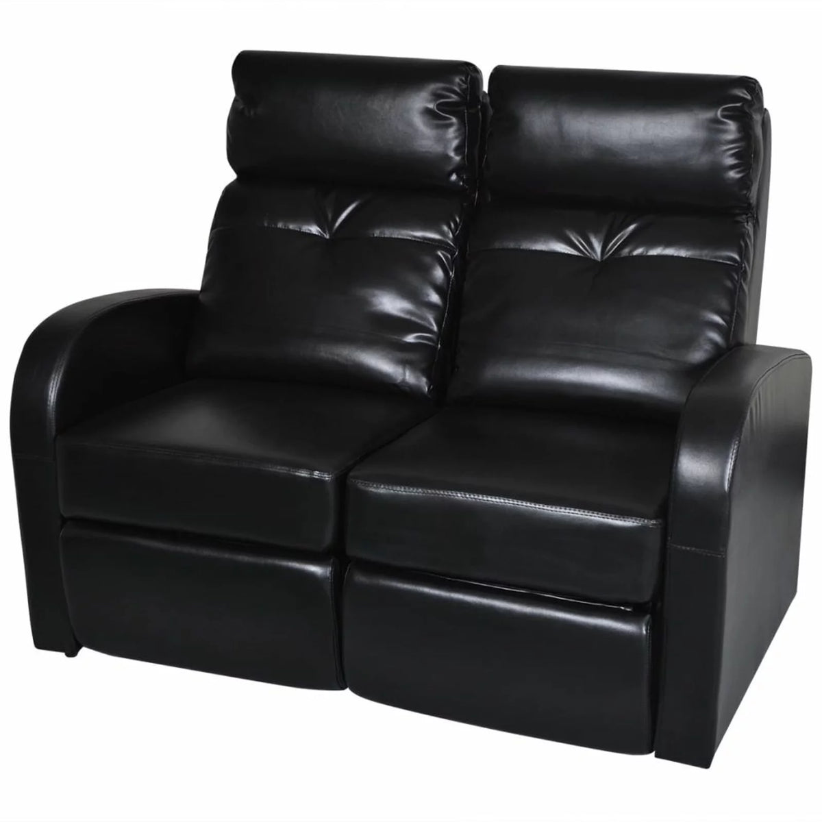Black Faux Leather 2-Seater Recliner Sofa E6110