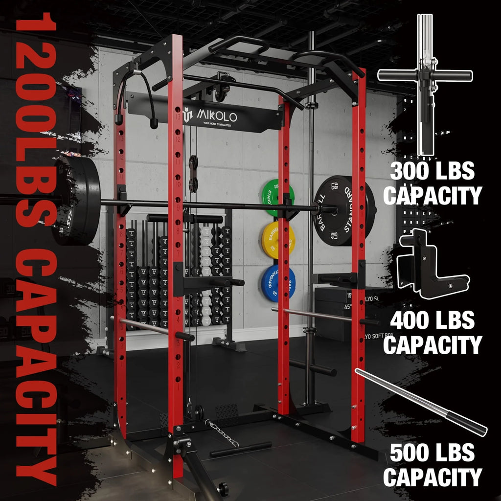 1200LBS Capacity Power Rack with LAT Pulldown System N75431