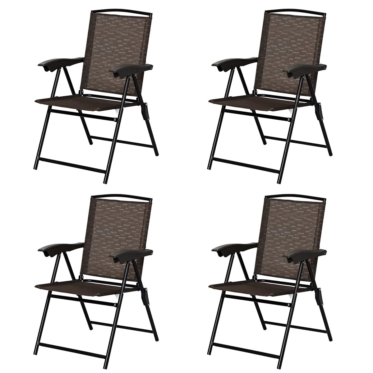 Set of 4 Folding Sling Chairs Steel Armrest J96810