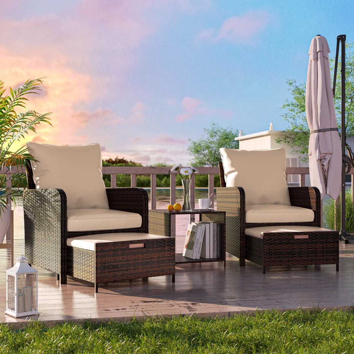 Khaki 5 Piece Patio Furniture Set O426