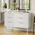 6 Drawer Creamy Wood Dresser with Metal Base F363268