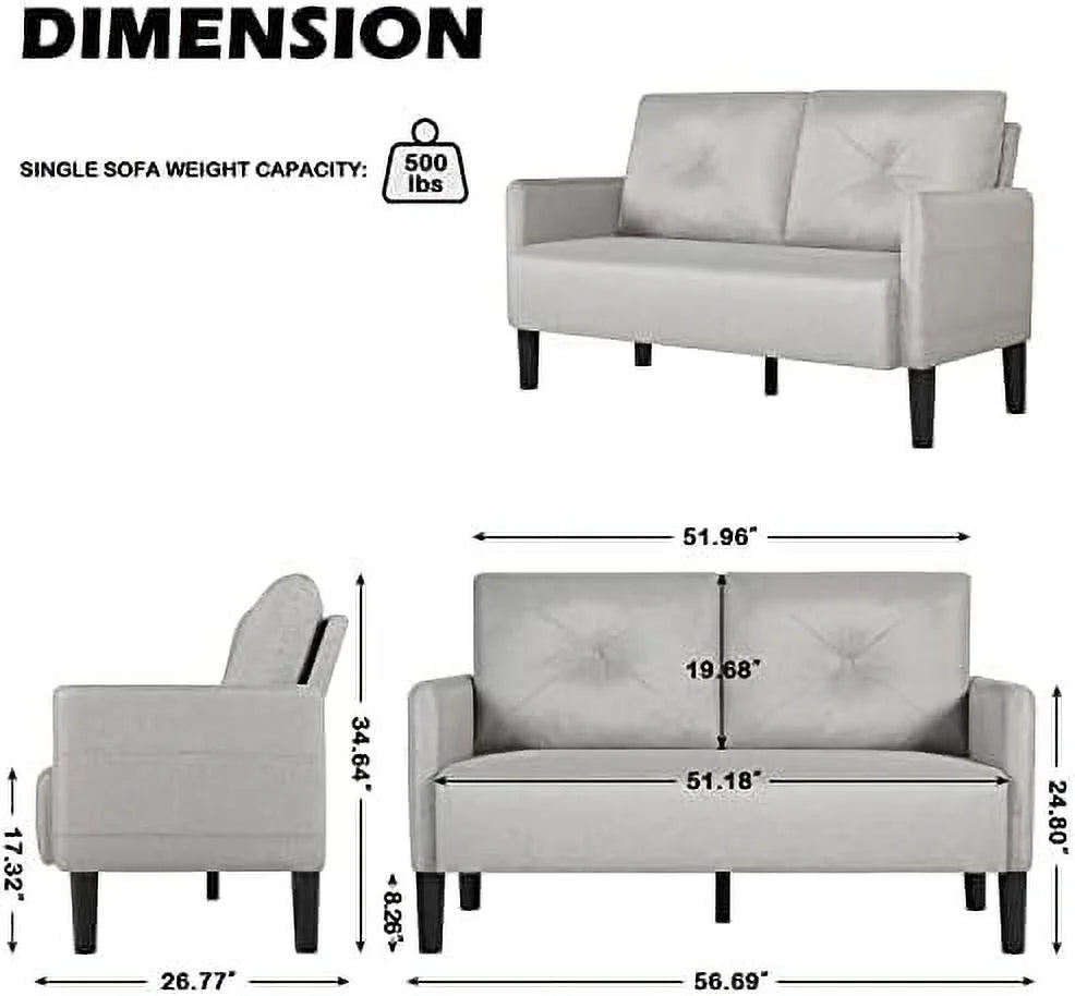 Modern Fabric Loveseat Sofa with 2 USB Charging Ports P2268