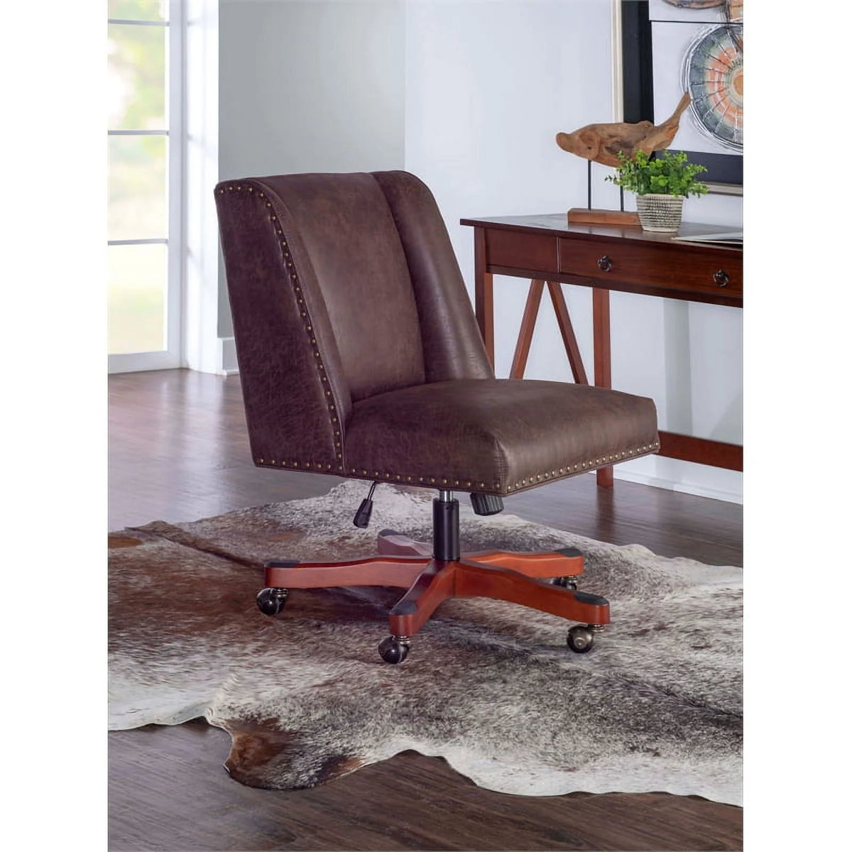 Wood Upholstered Office Chair in Brown T3691