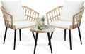 3 Piece Beige Wicker Patio Bistro Set D56671