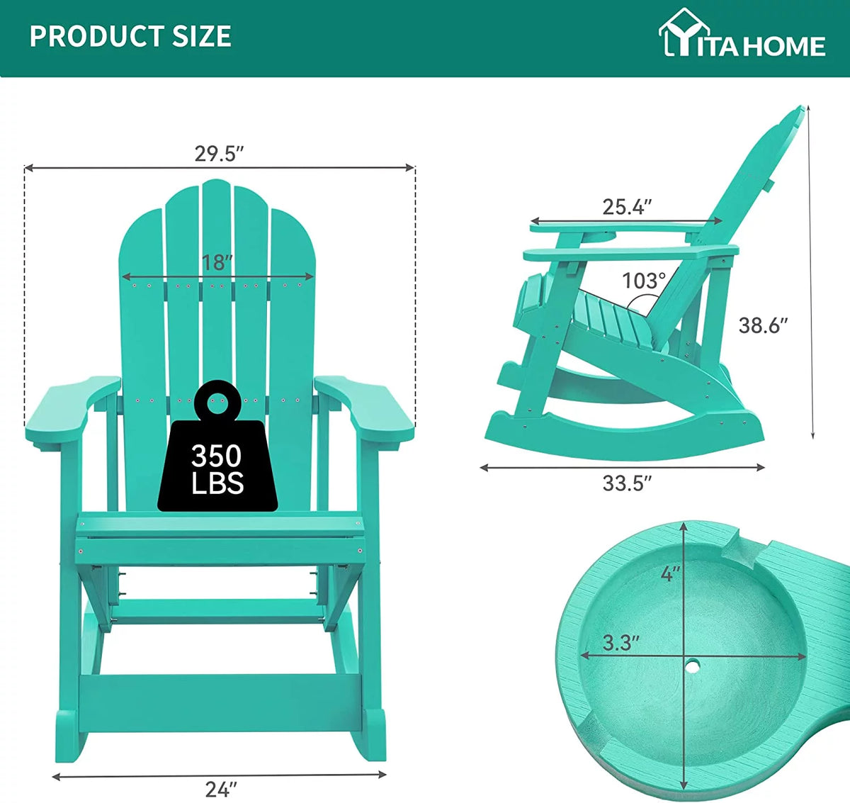 Oversized Plastic Rocking Chair with Cup Holder I82007