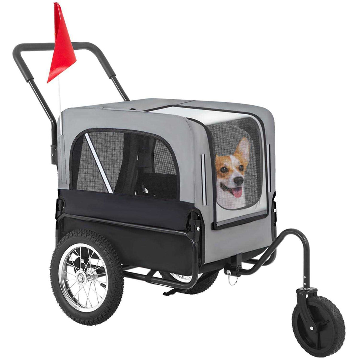 2-in-1 Dog Stroller Pet Bike Trailer Carrier D430749