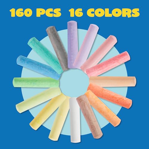 160 Pcs Non-Toxic Washable Jumbo Sidewalk Chalk Set X61865