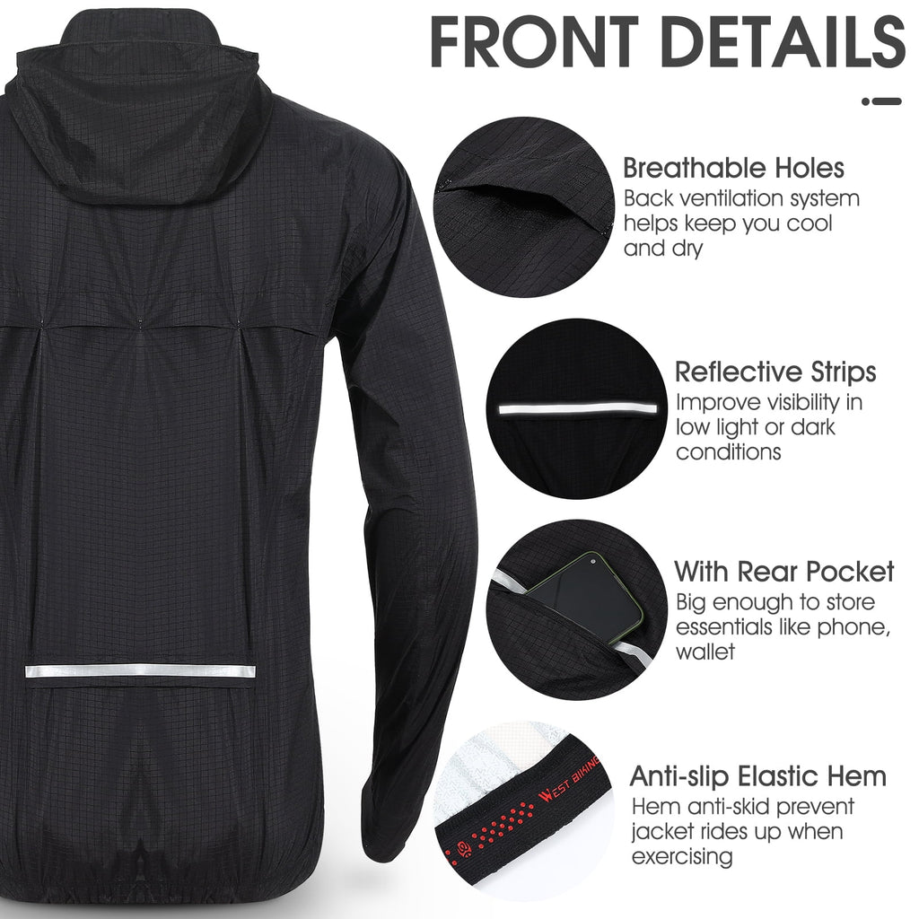 Black Windproof Cycling Jacket S24383