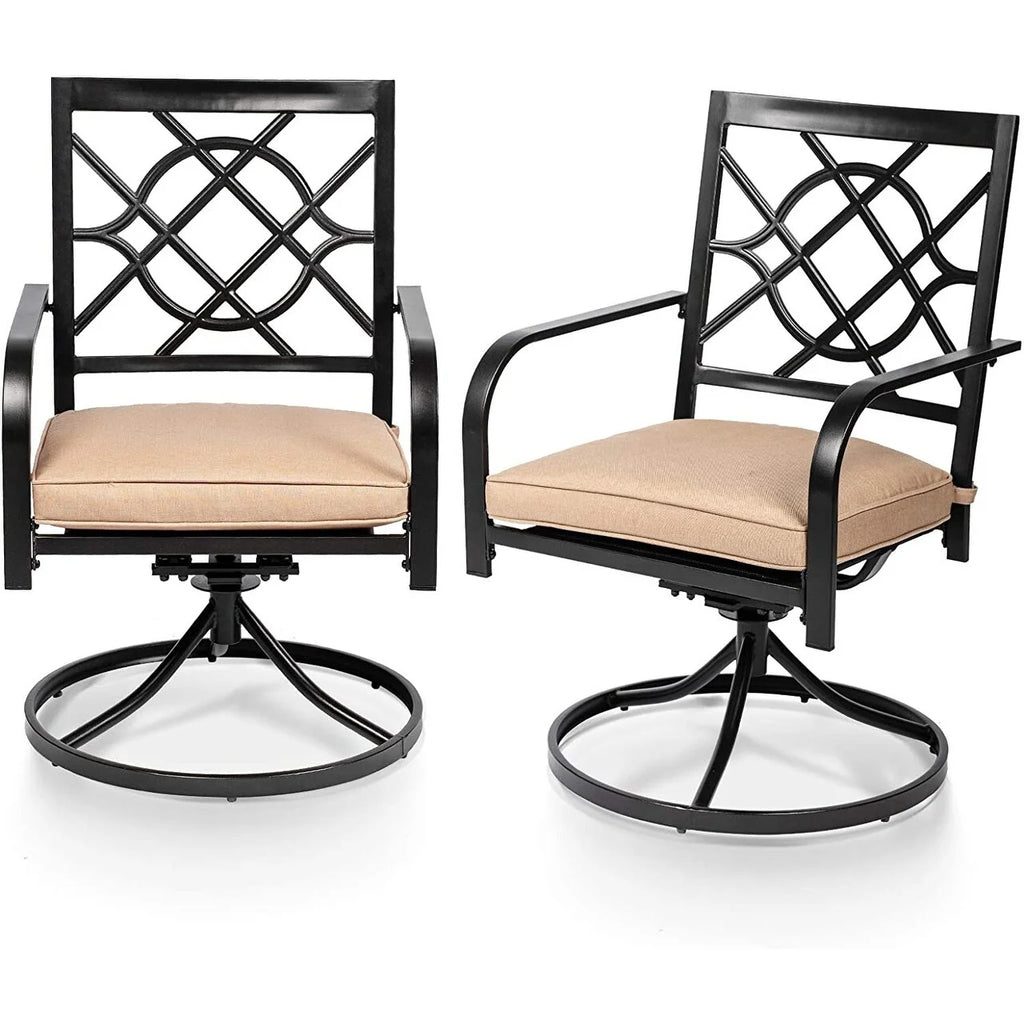 Outdoor Patio Metal Swivel Rocker Dining Chairs Set of 2 L558