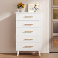 White 5 Drawer Dresser with Metal Handles X28952