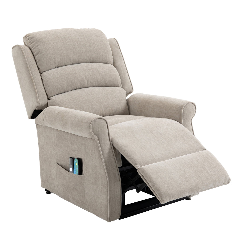 Beige Chenille Knit Power Lift Recliner Chair S822092