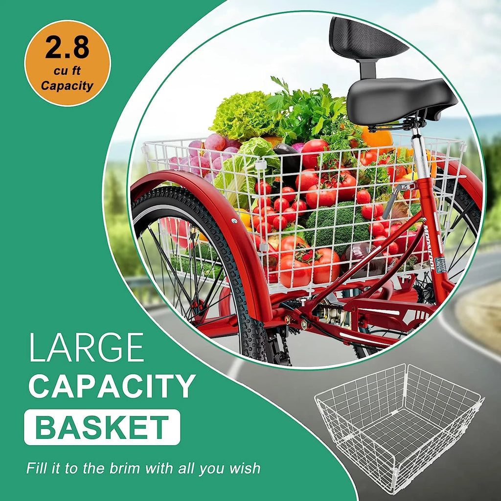 24 inch 7 Speed Adult Tricycle with Shopping Basket Q782
