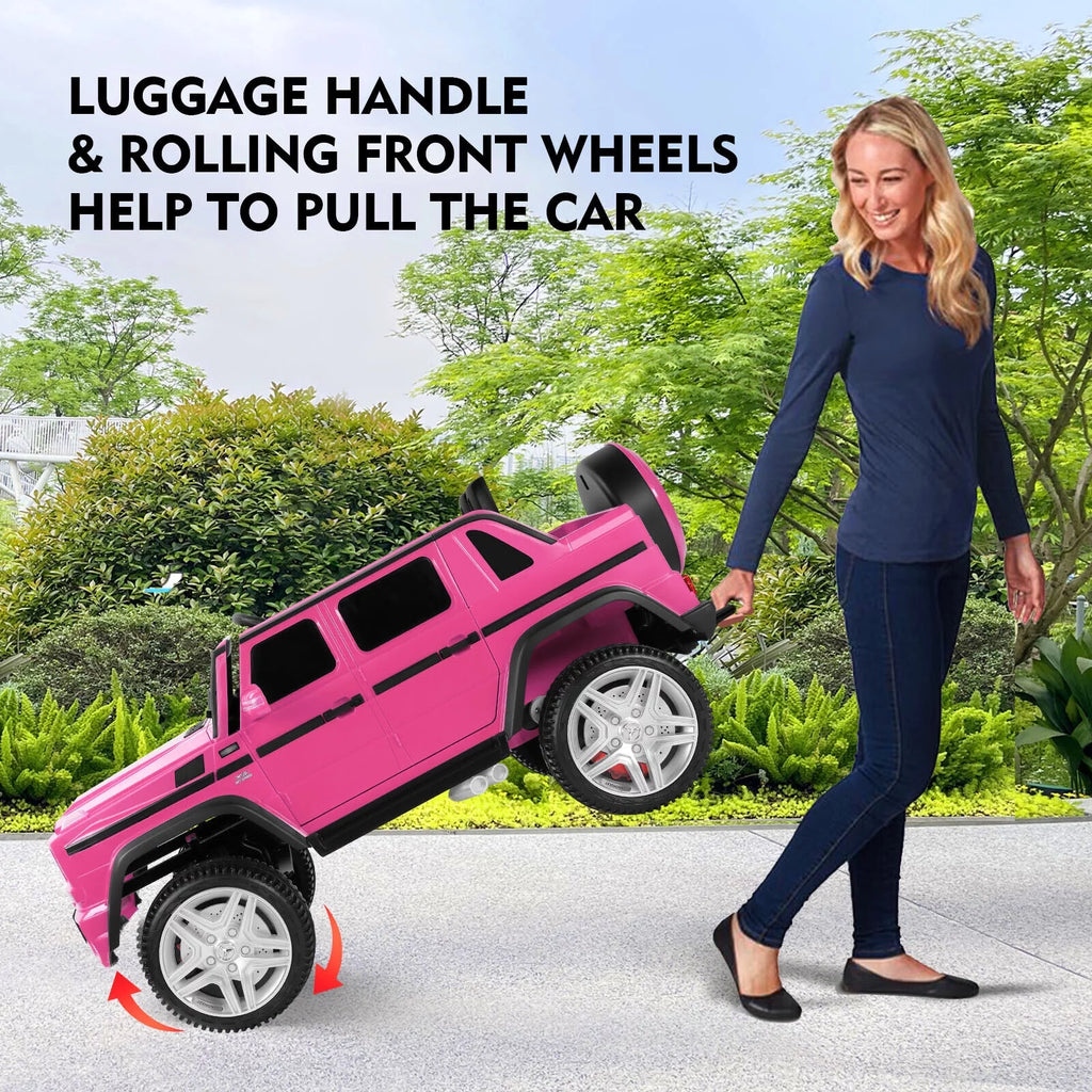 12V Kids Ride On Car with Remote Control, 3 Speeds, LED Lights, Bluetooth, Music (Pink) T522