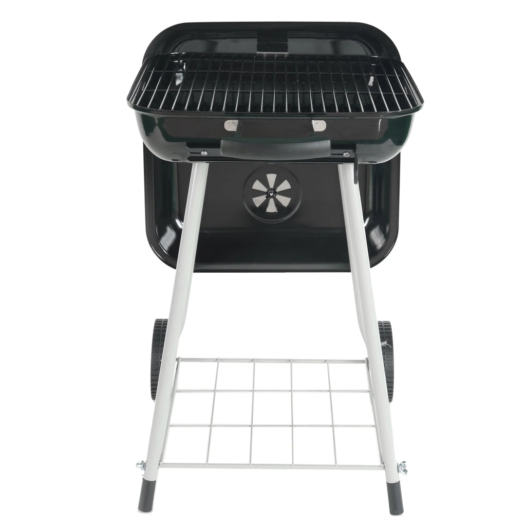 Square Steel Charcoal Grill with Wheels, Black K2520