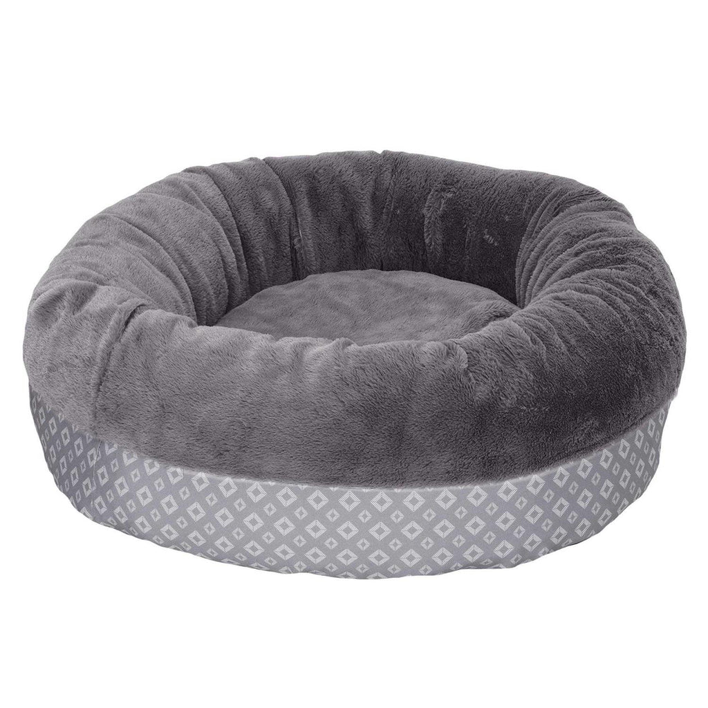 Plush Diamond Print Calming Donut Pet Bed C7100