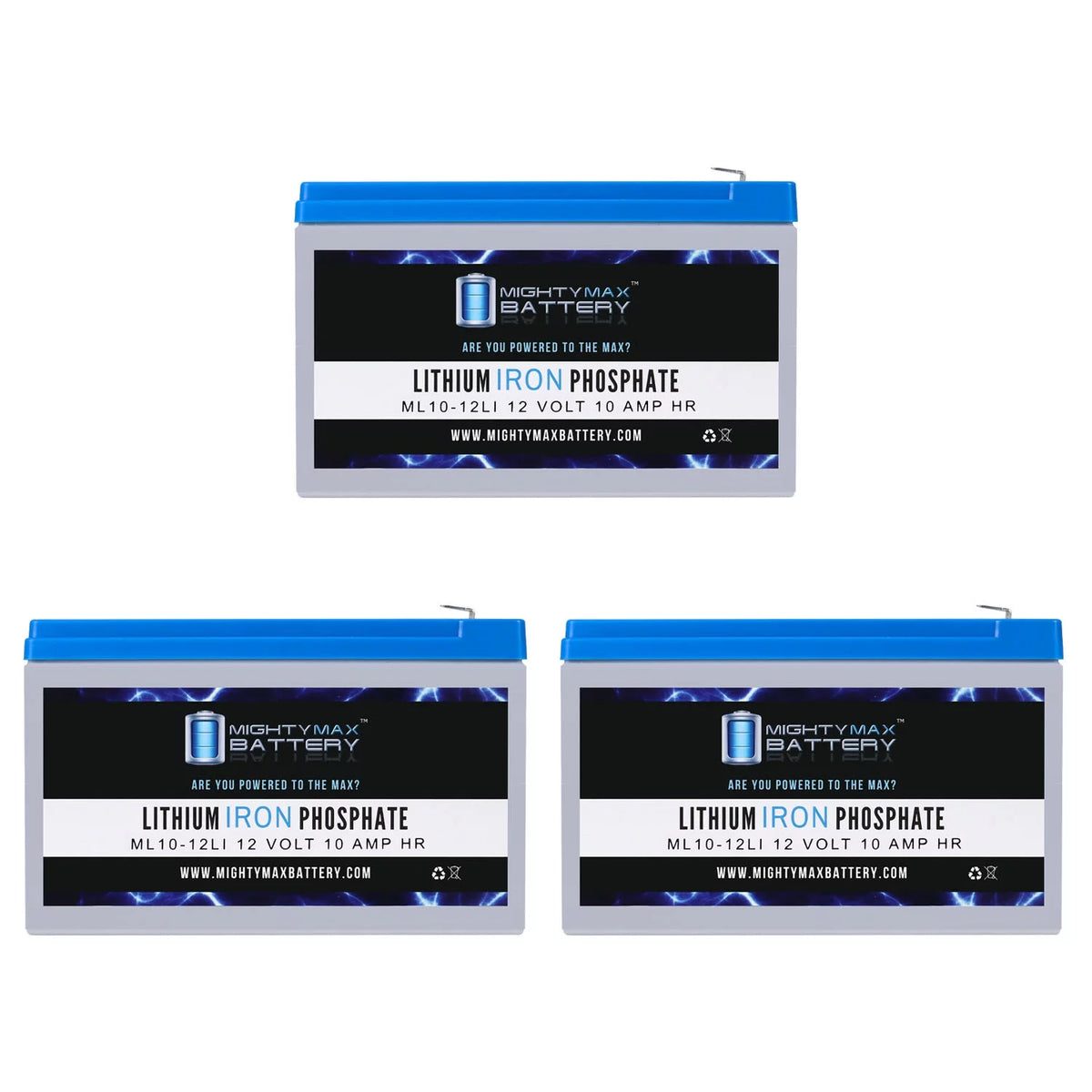 12V 10AH Lithium Replacement Battery 3 Pack F7303