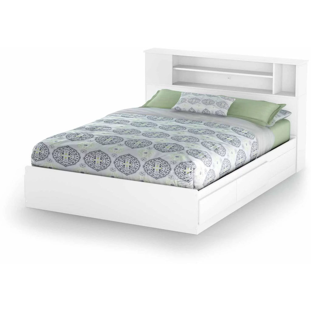 White Wood Full Queen Bookcase Headboard I89300