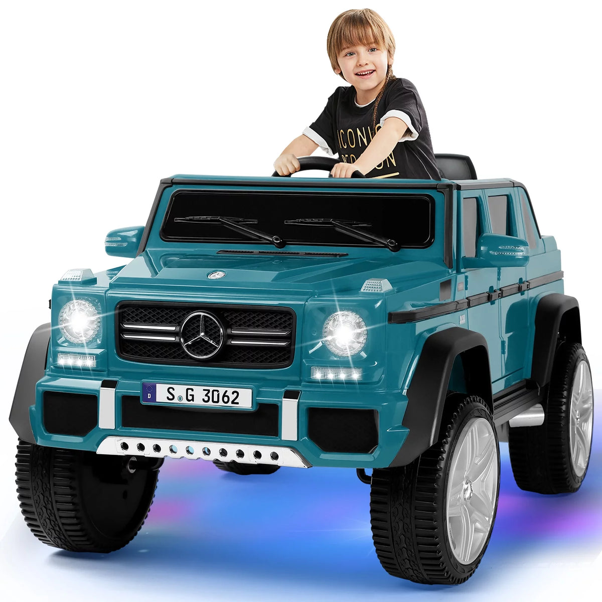 12V Kids Ride On Car with Remote Control, 3 Speeds, LED Lights, Bluetooth, Music (Pink) T522