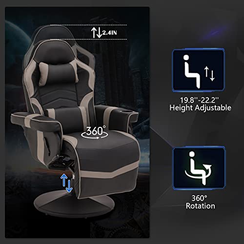 Black Grey Gaming Chair with Footrest and Massage K134118